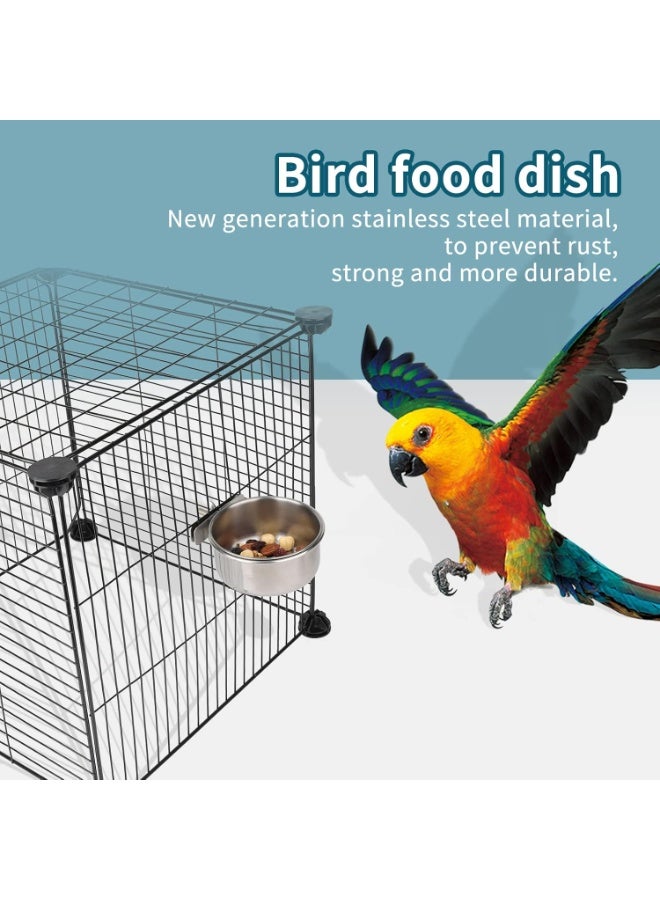 لاكي نوف أكواب تغذية الببغاوات، أوعية طعام الطيور، مغذيات ببغاوات من الفولاذ المقاوم للصدأ، أوعية ماء وأوعية لأقفاص الطيور مع مشبك تثبيت، مناسبة للكوكاتيل، والكونيور، والبادجي، والببغاوات الصغيرة، والماكاو، والشنشيلة، عبوة من قطعتين - Image 3