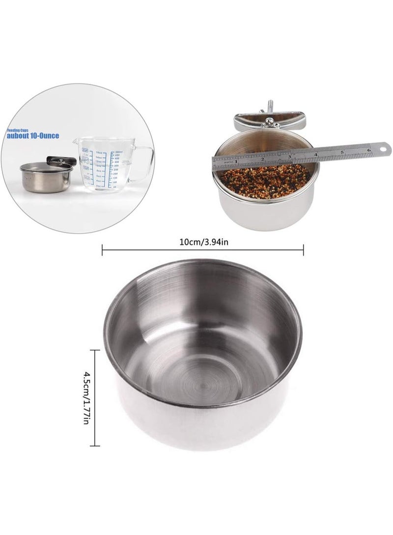 لاكي نوف أكواب تغذية الببغاوات، أوعية طعام الطيور، مغذيات ببغاوات من الفولاذ المقاوم للصدأ، أوعية ماء وأوعية لأقفاص الطيور مع مشبك تثبيت، مناسبة للكوكاتيل، والكونيور، والبادجي، والببغاوات الصغيرة، والماكاو، والشنشيلة، عبوة من قطعتين - Image 5