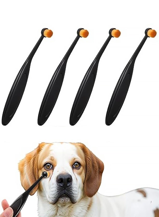 مجموعة من 4 فرش لتنظيف عيون الكلاب والقطط، لإزالة بقع الدموع، مصنوعة من ألياف قابلة للغسل، بشعيرات ناعمة، فرشاة تنظيف عيون الكلاب، مشط للعناية بالحيوانات الأليفة الصغيرة من القطط والكلاب، لإزالة القشور والمخاط. - Image 1