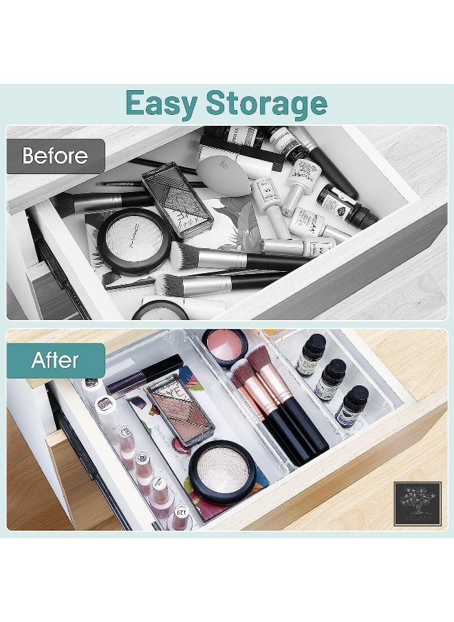 sulfar - 14pcs Clear Plastic Drawer Organizer Tray for Makeup, Kitchen Utensils, Jewelries and Gadgets (Transparent) - Image 1