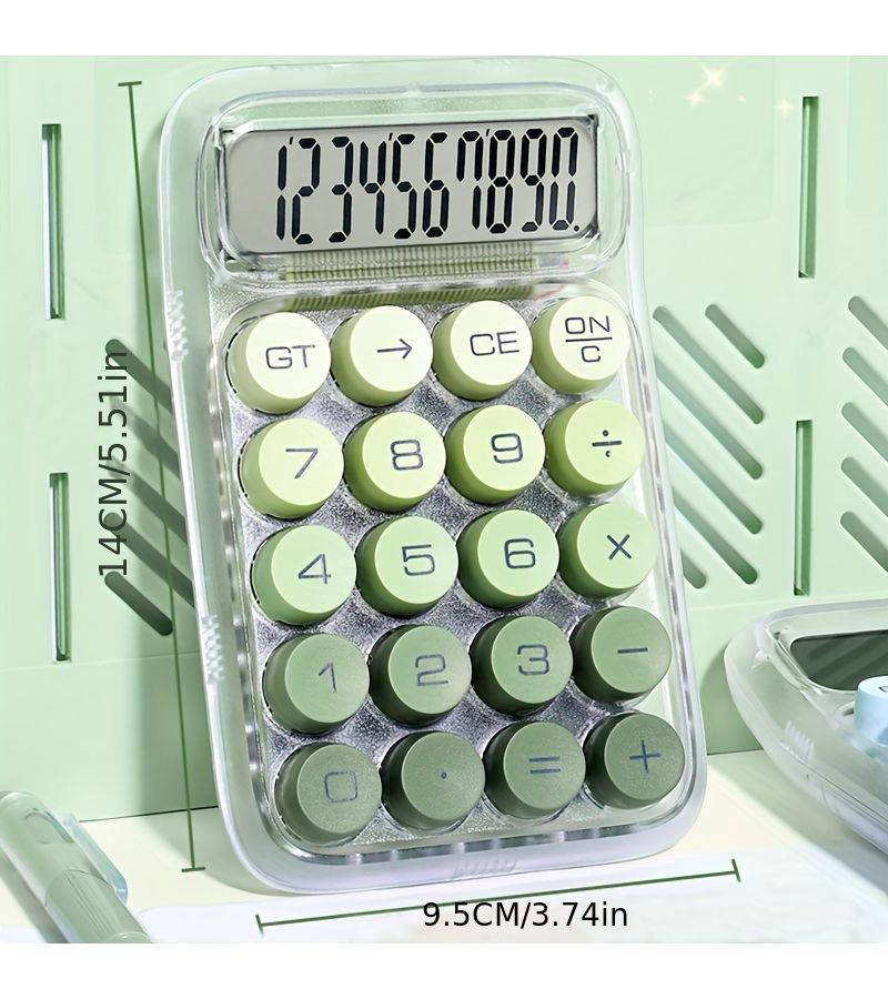 1 Pc Transparent Green High Value Creative Mini Cute Calculator Portable For Business Finance Office Use Battery Not Included - Image 2