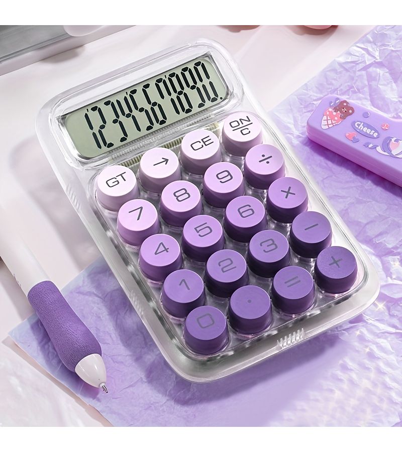 1 Pc Transparent Green High Value Creative Mini Cute Calculator Portable For Business Finance Office Use Battery Not Included - Image 4