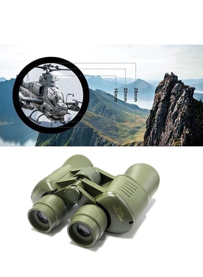 عام مناظير التنزه الخارجية عالية الدقة 20 * 50 تكبير / تصغير الجيش الأخضر البصريات المعدنية 125 متر / 1000 متر تلسكوب لمشاهدة الصيد المضغوط - Image 5