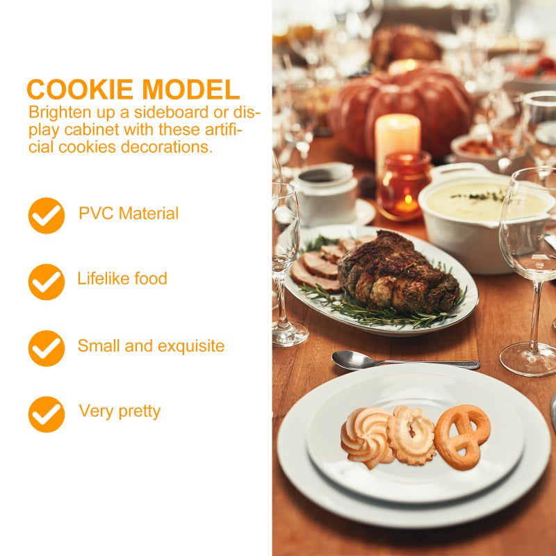 3pcs Simulated Cookie Adornment Unique Fake Cookies Ornaments Chic Photo Props - Image 5