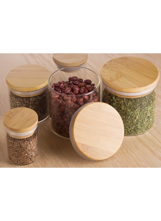 JUVITUS JUVITUS 10 oz Clear Glass Borosilicate Jar with Bamboo Silicone Sealed Lid (6 Pack) Nuts Spice or Kitchen Storage  - Image 3