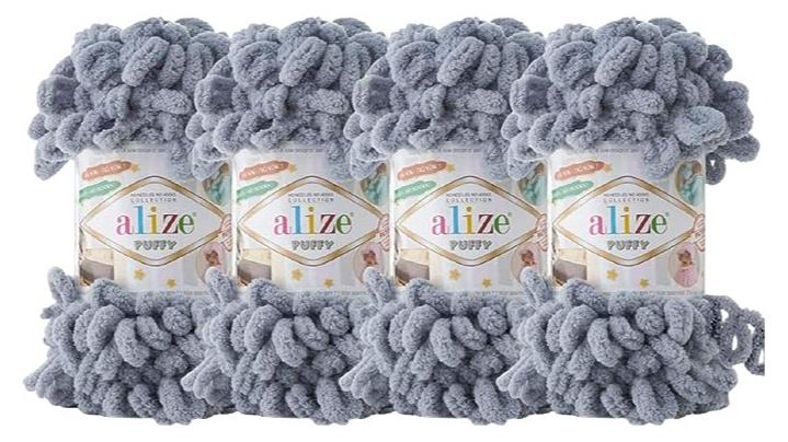 خيوط اليزا بافي غزل ناعمة منفوشة من 4 بكرات اليز للاطفال مصنوعة من المايكرو بوليستر بنسبة 100% بوزن 400 غرام وطول 39.3 ياردة (428 - رمادي متوسط) - Image 1