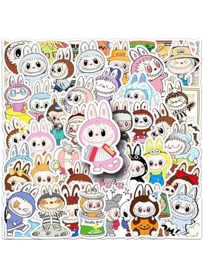 Arabest 50pcs Labubu Cartoon Stickers for Teen Water Bottle, Cool Terror Labubu Waterproof Vinyl Decal for Kids Adult Girl Laptop Skateboard Phone Guitar Travel  - Image 1