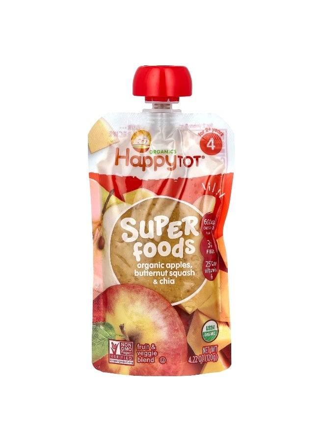 Happy Family Organics Happy Family Organics, Happy Tot, Superfoods, For 2+ Years, Organic Apples, Butternut Squash, & Chia, 4.22 oz (120 g)  - Image 1