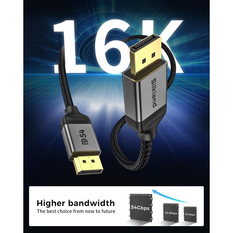 54Gbps Displayport 2.1 Cable [VESA Certified], 8K@120Hz, 4K@540Hz, HDR10, G-Sync and FreeSync, DSC 1.2a, DP 2.1 Cable for 540Hz 360Hz 240Hz 144Hz Gaming Monitor, PC, Graphics Card - Image 3