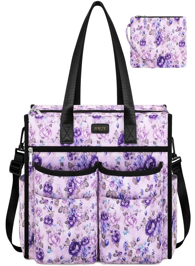 ITIEZY Utility Tote Bag, Large Tote Bag with 18 Exterior & Interior Pocket, Top Zipper Closure Teacher Bag with Compartment for Women Work College - Image 1
