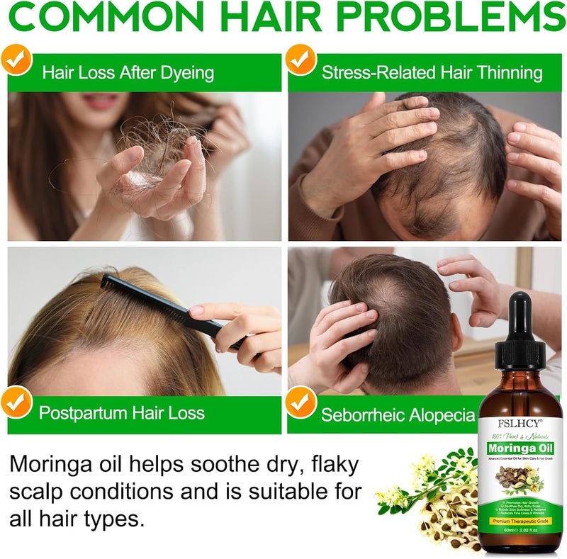 FSLHCY Moringa Oil 60 ml Moringa Oil for Hair, Skin Care, Nourishes Scalp, Stimulates Hair Growth, Anti-Aging, Nourishes and Repairs the Skin - Image 5