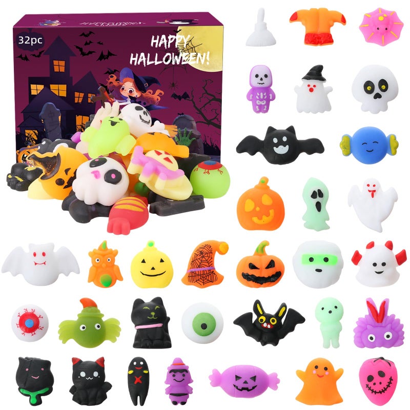 FauKait 32 Pcs Halloween Random Mochi Squishy Toys Party Favors Goodie Bags Stuffers for Kids Stress Relief Halloween Treats Non Candy Classroom Prizes Fidgets Toys for Trick or Treat Gifts - Image 2