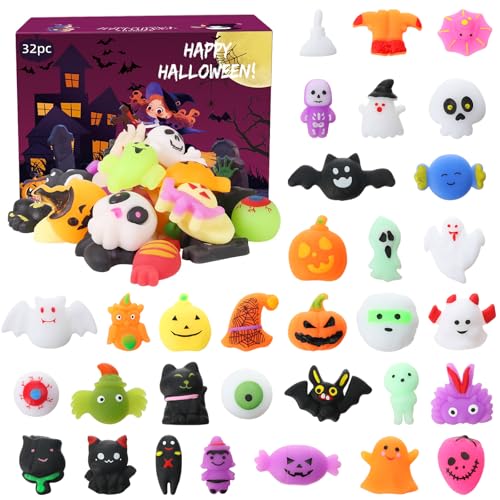FauKait 32 Pcs Halloween Random Mochi Squishy Toys Party Favors Goodie Bags Stuffers for Kids Stress Relief Halloween Treats Non Candy Classroom Prizes Fidgets Toys for Trick or Treat Gifts - Image 1