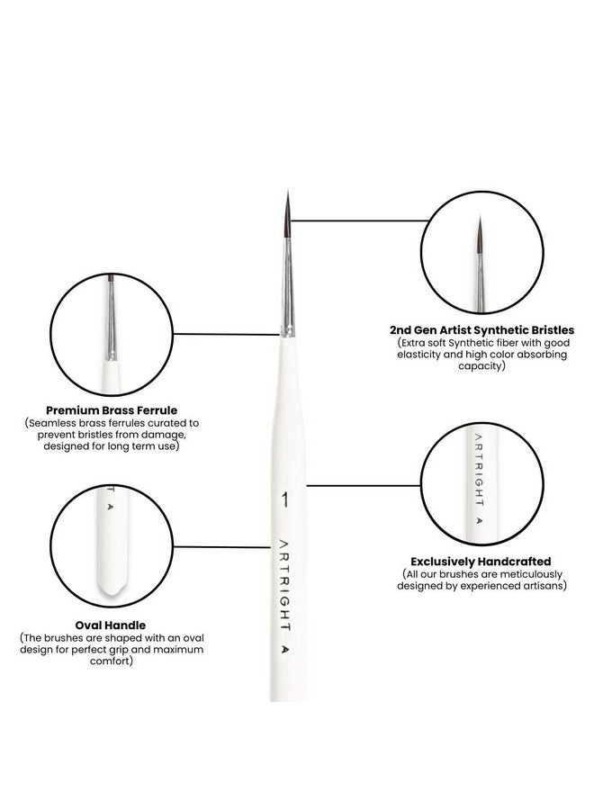 ArtRight Wood Professional Artist Detailing synthetic Brush Set 5 Pcs - 3 Fine Liner Brushes of sizes #00000 & 2 Precision Brushes of #1 for Miniature, Nail Art, Model Painting - Image 3