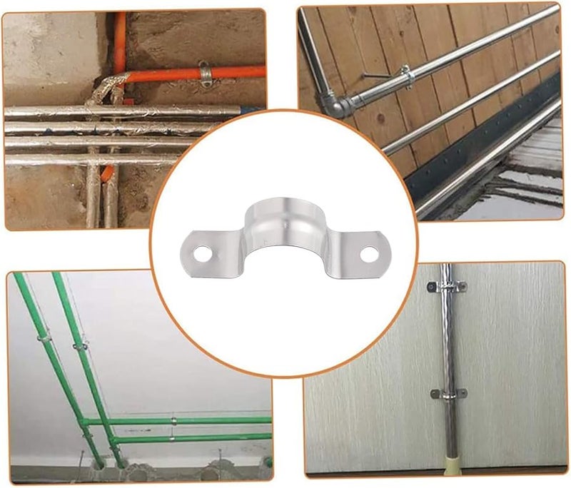 Stainless Steel U Bracket Tube Strap Clips Hose Clamp 50 Pcs Plumbing Petrochemical Power Supply - Image 3