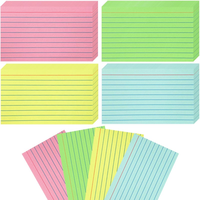 Yopohor 200 Sheets Colored Index Cards 3x5 Ruled, Thick Flash Cards for Studying, 3x5 Note Cards with Lined Plain Sides, Colorful Notecards Flashcards for School Office Home (4 Colors, 50 Sheets per Color) - Image 1