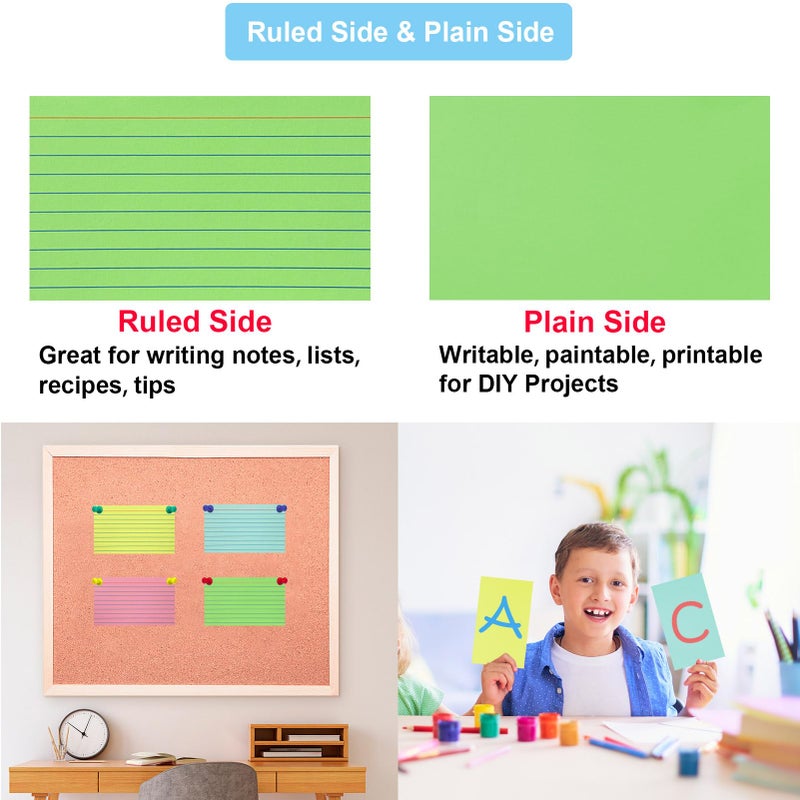 Yopohor 200 Sheets Colored Index Cards 3x5 Ruled, Thick Flash Cards for Studying, 3x5 Note Cards with Lined Plain Sides, Colorful Notecards Flashcards for School Office Home (4 Colors, 50 Sheets per Color) - Image 5