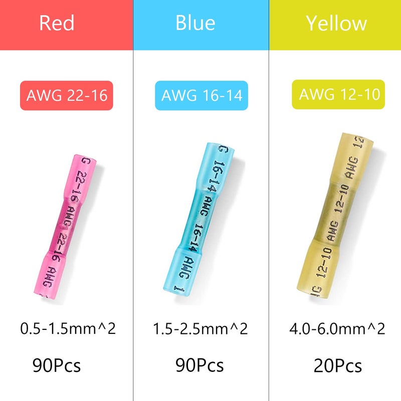 Inscool 200pcs Heat Shrink Butt Connector, Waterproof Crimp Electrical Wire Connector, Butt Splice Terminal Best for Repair and Maintenance. Suitable for Automotive, Decoration Wiring, Marine Wire Joint - Image 2