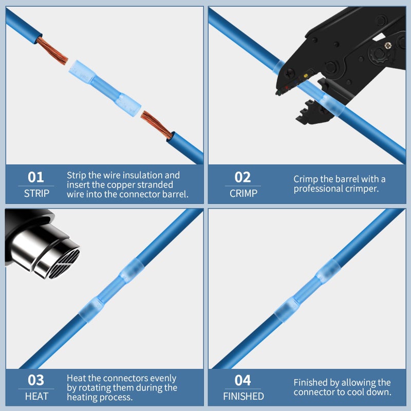 Inscool 200pcs Heat Shrink Butt Connector, Waterproof Crimp Electrical Wire Connector, Butt Splice Terminal Best for Repair and Maintenance. Suitable for Automotive, Decoration Wiring, Marine Wire Joint - Image 3