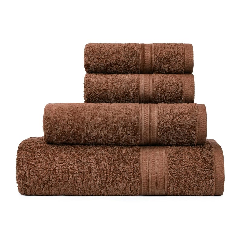 MYTRIDENT Celebration Towels for Bath Large Size, 4 PC Towel Set, 1 Bath, 1 Small Bath, 2 Hand, Cafe Noir - Image 4