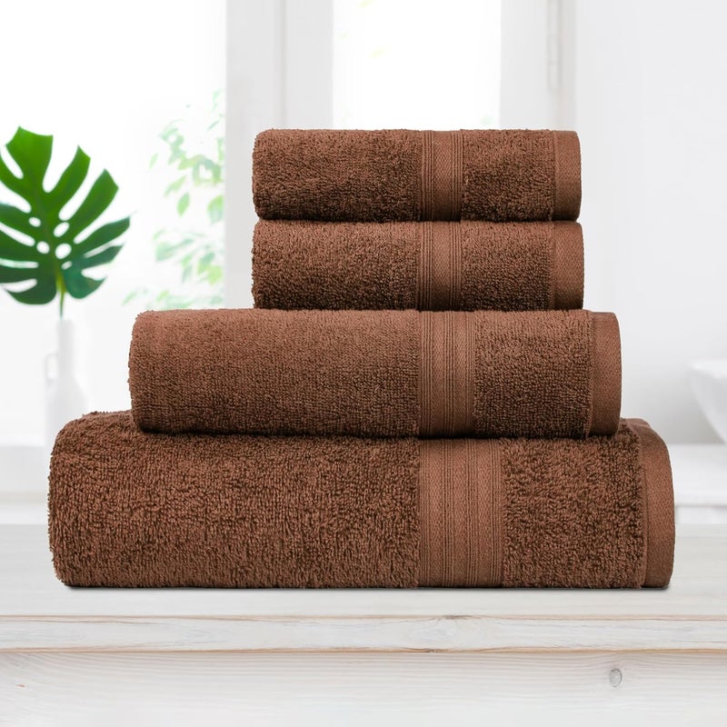 MYTRIDENT Celebration Towels for Bath Large Size, 4 PC Towel Set, 1 Bath, 1 Small Bath, 2 Hand, Cafe Noir - Image 3