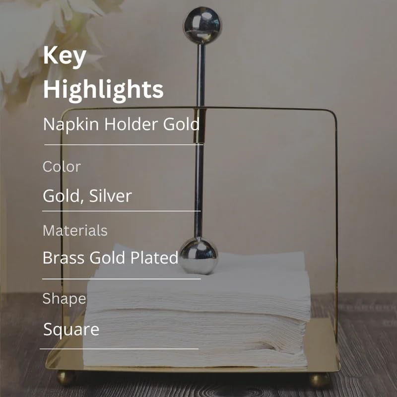 THE HOME CO. Enhance your home style Napkin Holder Gold  - Image 4