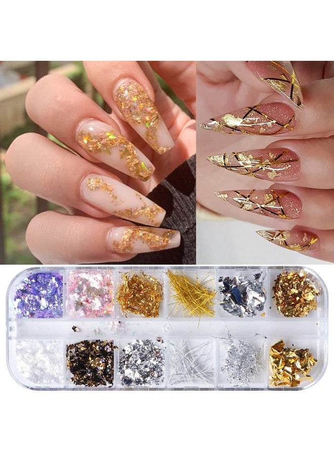 Furimuk Foil Nail Art Holographic Flakes Glitter Powder Aluminum Nail Foil Flakes Stickers Iridescent Nail Sequins For Diy Design Accessories Nail Art Supplies. - Image 1