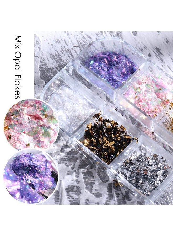 Furimuk Foil Nail Art Holographic Flakes Glitter Powder Aluminum Nail Foil Flakes Stickers Iridescent Nail Sequins For Diy Design Accessories Nail Art Supplies. - Image 2