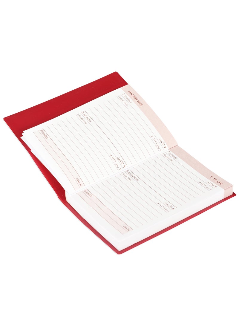 FIS 2025 Pocket Diary Arabic & English with PVC Soft Cover Maroon - FSDI09AE25MR - Image 2