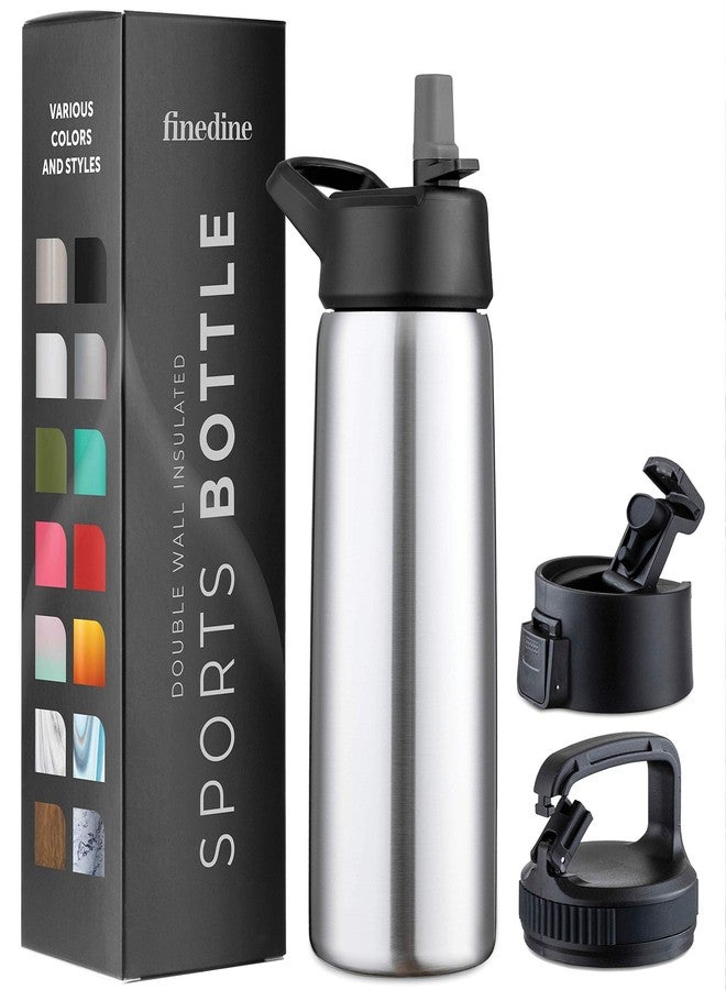 FineDine Triple Insulated Stainless Steel Water Bottle with Straw Lid - Flip Top Lid - Wide Mouth Cap (769ml) Insulated Water Bottles, Keeps Hot and Cold - Great for Hiking & Biking. - Image 1