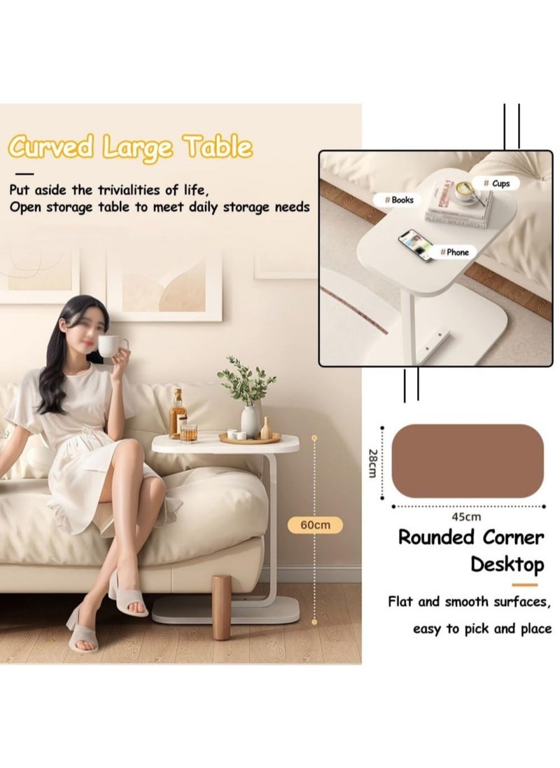 MYONE - Couch Table, C Shaped End Table, Sofa Side Table Slide Under for Living Room Bedside Bathroom Rustic Office Laptop Snack Coffee Table, Metal Frame, Easy Assembly 45*30*63CM - Image 1