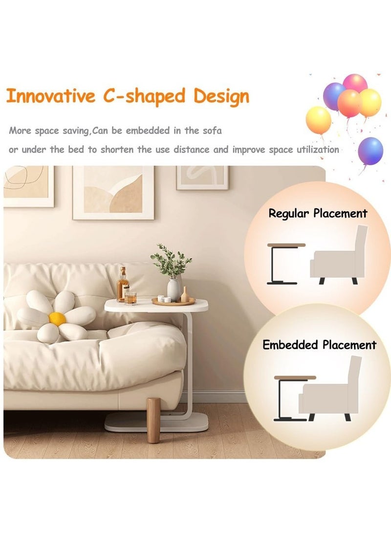 MYONE - Couch Table, C Shaped End Table, Sofa Side Table Slide Under for Living Room Bedside Bathroom Rustic Office Laptop Snack Coffee Table, Metal Frame, Easy Assembly 45*30*63CM - Image 1