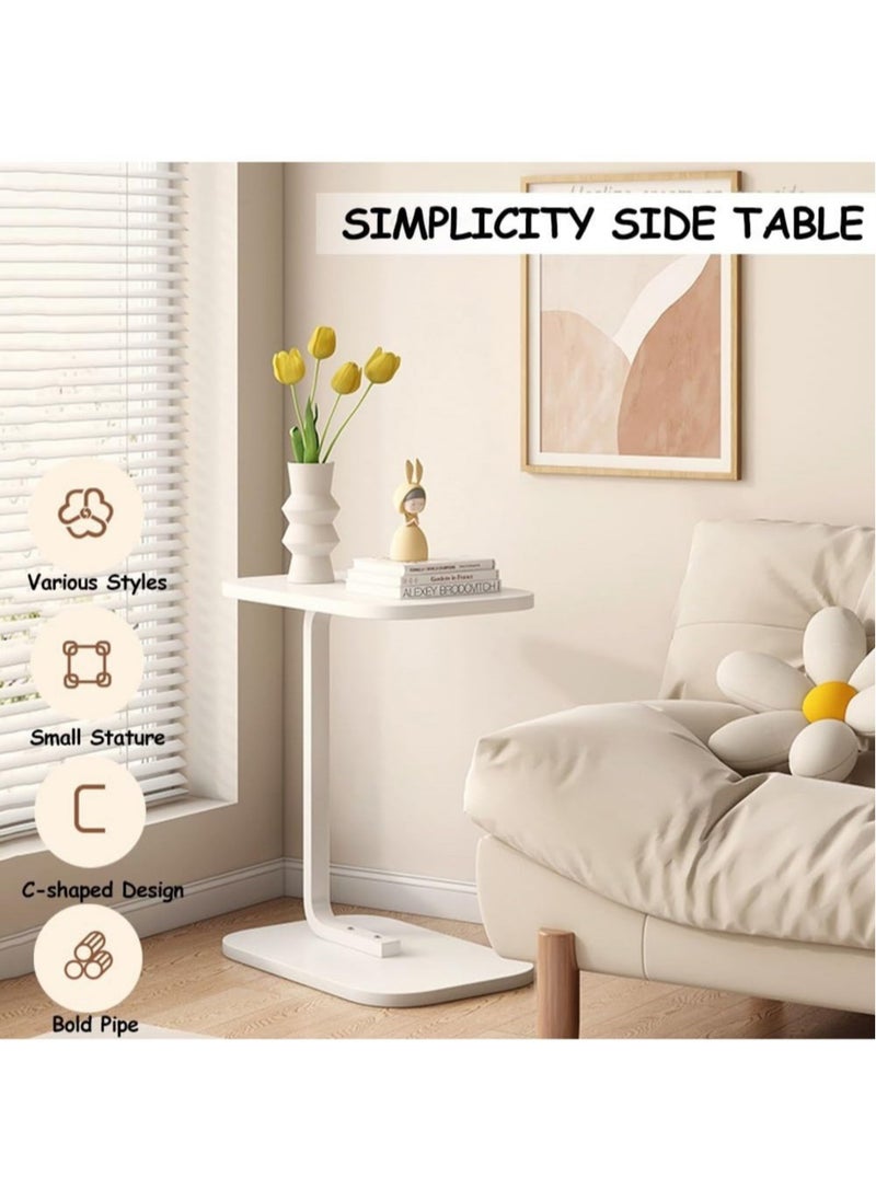 MYONE - Couch Table, C Shaped End Table, Sofa Side Table Slide Under for Living Room Bedside Bathroom Rustic Office Laptop Snack Coffee Table, Metal Frame, Easy Assembly 45*30*63CM - Image 1