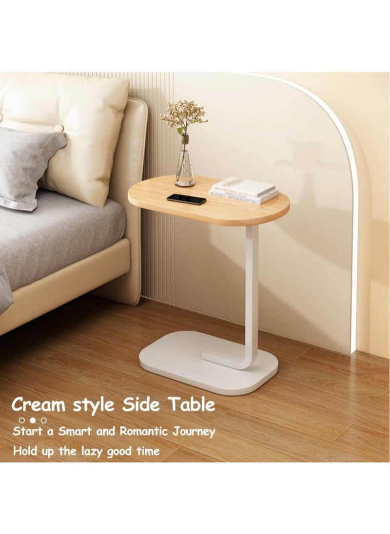 MYONE - Couch Table, C Shaped End Table, Sofa Side Table Slide Under for Living Room Bedside Bathroom Rustic Office Laptop Snack Coffee Table, Metal Frame, Easy Assembly 45*30*63CM - Image 1