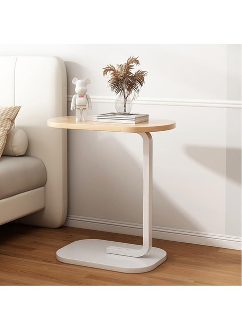 Couch Table, C Shaped End Table, Sofa Side Table Slide Under for Living Room Bedside Bathroom Rustic Office Laptop Snack Coffee Table, Metal Frame, Easy Assembly 45*30*63CM