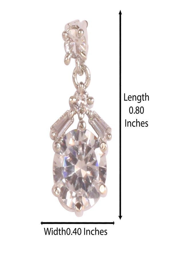 Touchstone NEW! Indian Bollywood Fashion Handcrafted Studded Diamond Look Cubic Zirconia CZs Round Baguette Designer Jewelry Dangling Earrings In Silver Tone For Women. - Image 3