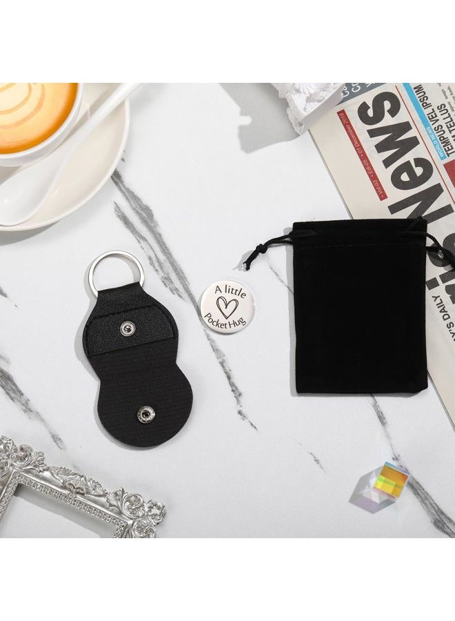 Sureio Pocket Hug Token Long Distance Relationship Keepsake Stainless Steel Double Sided Inspirational Gift with Keychain, Multicolor, One size - Image 4