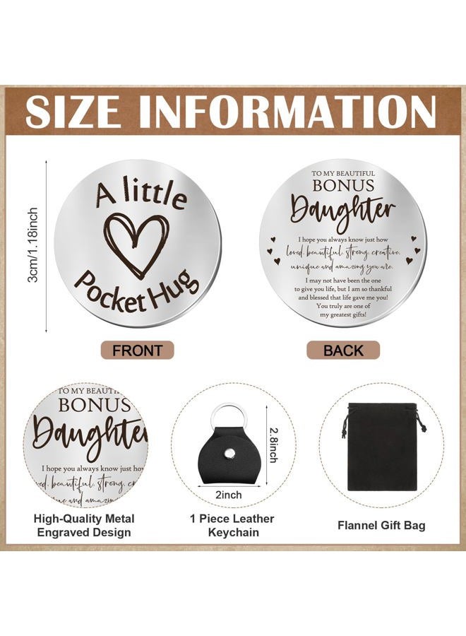 Sureio Pocket Hug Token Long Distance Relationship Keepsake Stainless Steel Double Sided Inspirational Gift with Keychain, Multicolor, One size - Image 2