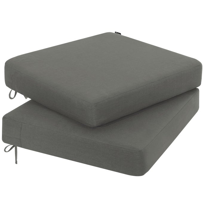 OUTDOOR CHAIR CUSHION 22 X 22 X 3 INCH RAINPROOF 3YEAR FADE RESISTANT PATIO FURNITURE CUSHIONS WITH REMOVABLE COVER AND ADJUSTABLE TIES FOR GARDEN SOFA COUCH PADS SET OF 2 DARK GRAY