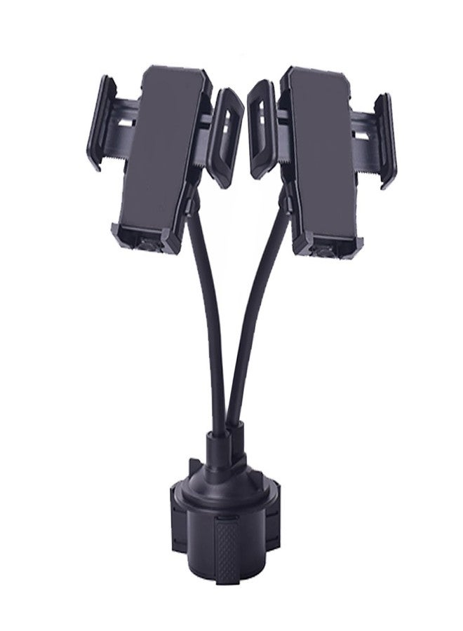 YIPINER Cup Car Phone Holder, Double Car Cup Phone Holder, Universal Adjustable and Scalable Car Cup Holder Phone Mount Compatible with Phone Width 1.7""-3.7"" (Black) - Image 1
