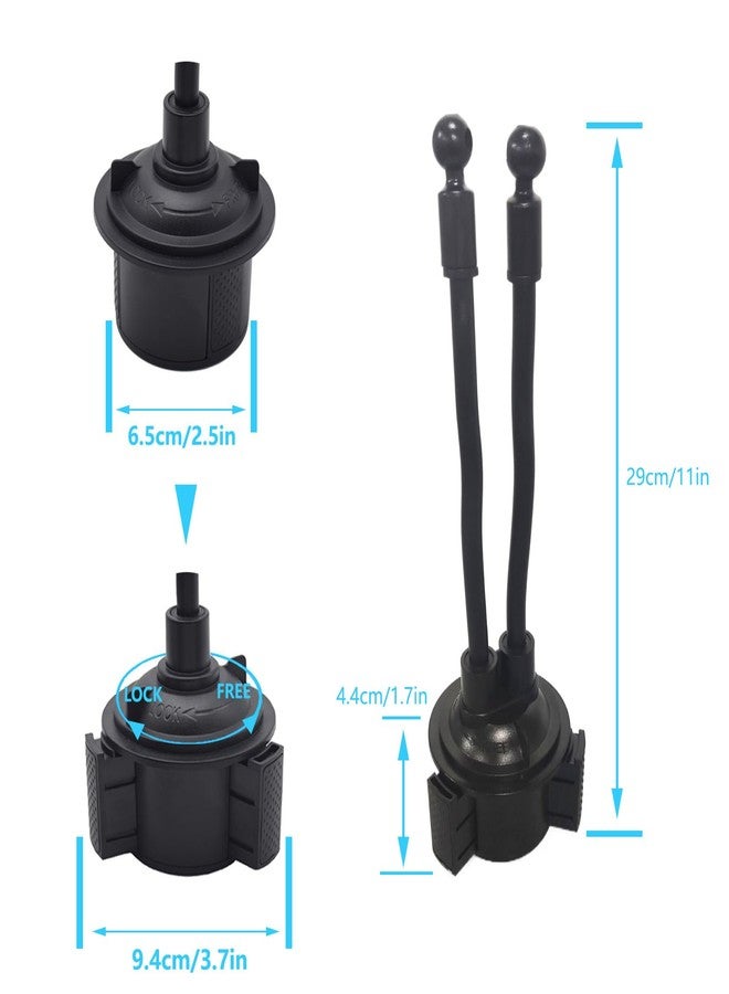 YIPINER Cup Car Phone Holder, Double Car Cup Phone Holder, Universal Adjustable and Scalable Car Cup Holder Phone Mount Compatible with Phone Width 1.7""-3.7"" (Black) - Image 3