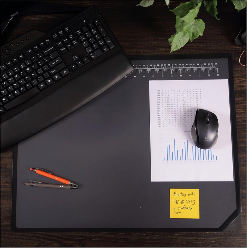 ARTISTIC Logo Pad Engineering Desk Mat Pad for Desktop Organization & Document Protection, Printed Ruler Measurements, Black/Clear, 19" x 24" - Image 2