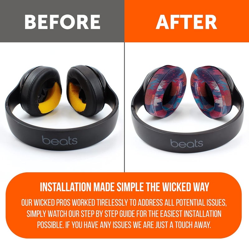 WC Wicked Cushions Replacement Ear Pads for Beats Studio 2 & 3 (B0501, B0500) Wired & Wireless | Does NOT Fit Beats Solo | Softer PU Leather, Enhanced Foam & Stronger Adhesive | Speed Racer - Image 4