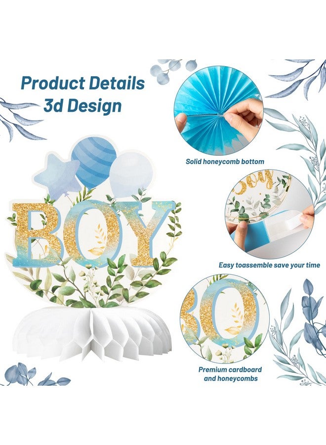 ANGOLIO 12Pcs It's a Boy Baby Shower Honeycomb Centerpieces Watercolor Blue Baby Shower Party Honeycomb Centerpieces Boy Baby Shower Centerpieces for Table Gender Reveal Baby Shower Party Supplies - Image 4