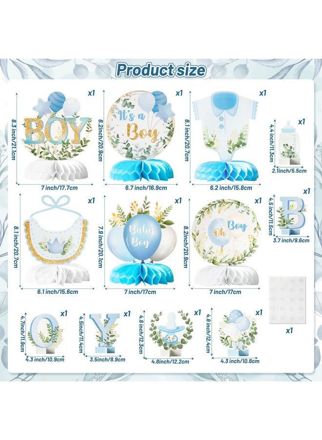 ANGOLIO 12Pcs It's a Boy Baby Shower Honeycomb Centerpieces Watercolor Blue Baby Shower Party Honeycomb Centerpieces Boy Baby Shower Centerpieces for Table Gender Reveal Baby Shower Party Supplies - Image 2