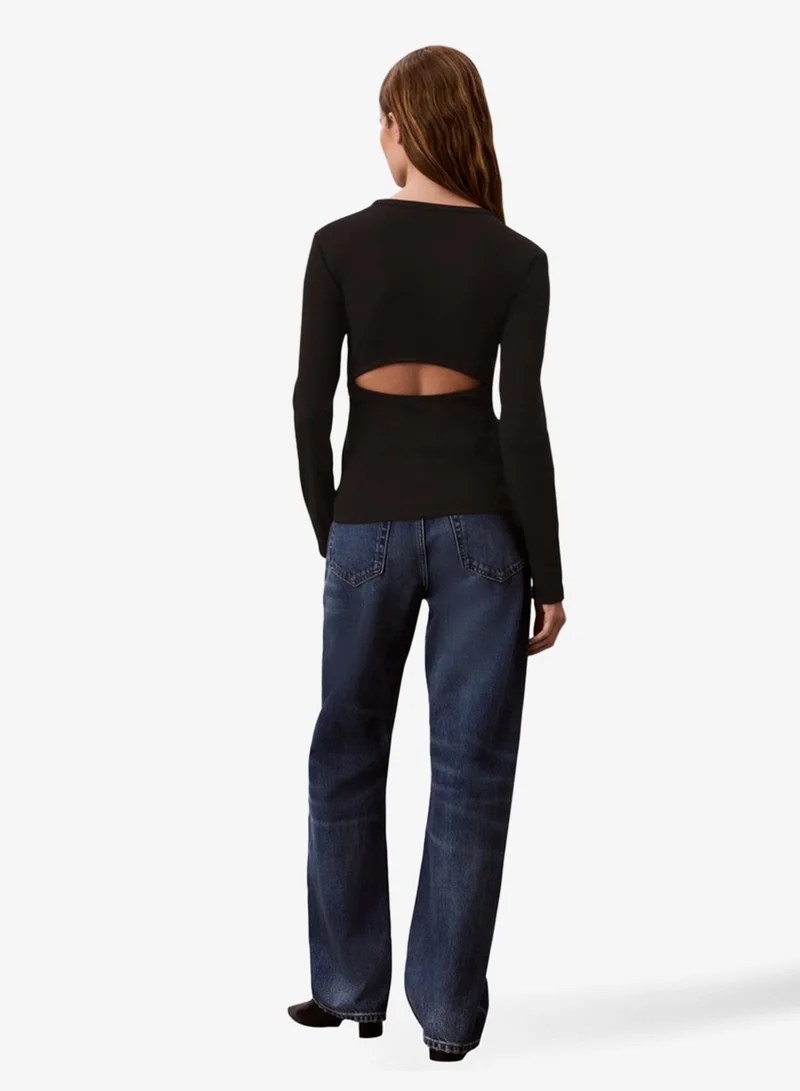 Calvin Klein Jeans  Woven Label Long Sleeve T-Shirt for Women | Best Price UAE