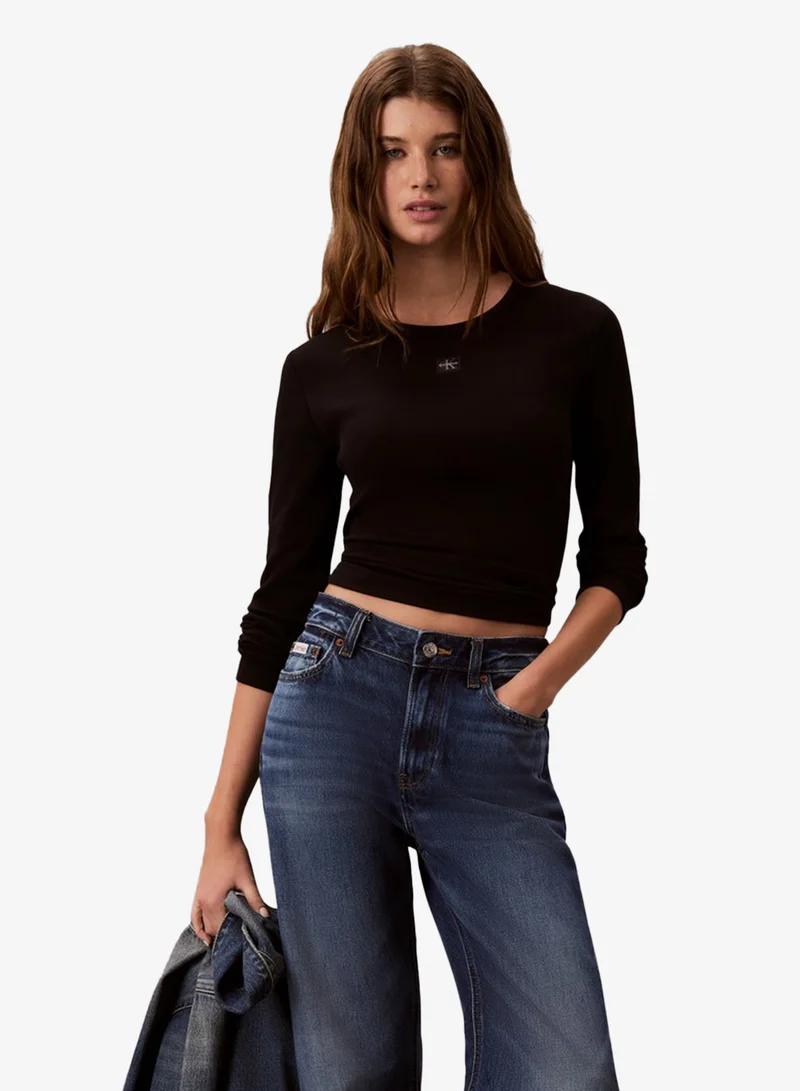 Calvin Klein Jeans  Woven Label Long Sleeve T-Shirt for Women | Best Price UAE