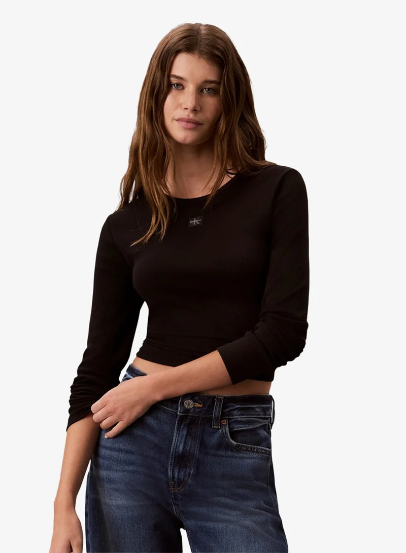 Woven Label Long Sleeve T-Shirt