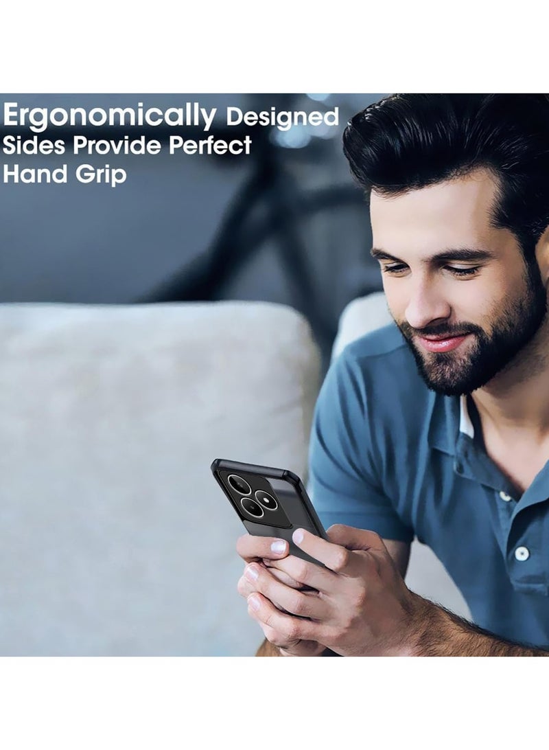 جراب شفاف لهاتف Oppo A5 Pro 5G، غطاء خلفي صلب من البولي كربونات مع إطار أسود مقاوم للصدمات، مقاوم للصدمات بزاوية 360 درجة، غطاء شفاف غير مصفر لهاتف Oppo A5 Pro 5G - Image 3