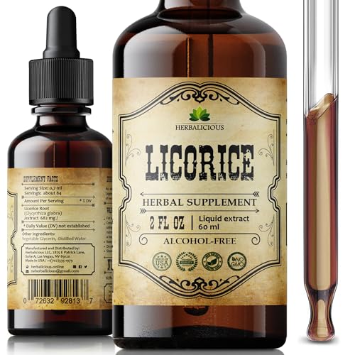 HERBALICIOUS Licorice Root Extract (Glycyrrhiza glabra) – Organic Liquid Herbal Extract, 2 fl oz – Vegan, Non-GMO, Gluten-Free - Image 1